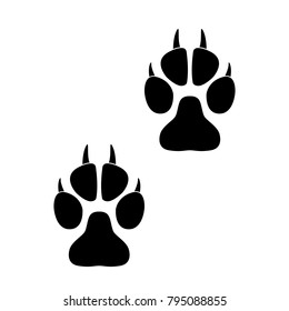 Footprints of paws of an animal on a white background. Vector illustration