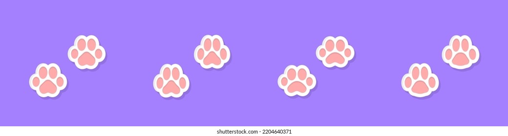 Footprints for pets, dog or cat. Nice paw shape on colored background. Footprint pet. Animal track. Vector illustration. Flat style.