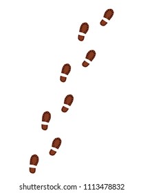 Footprints, prints, walking in  flat style, cartoon. Colorful hand drawn vector stock illustration. 