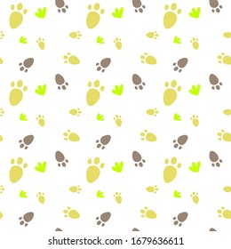 Footprints rabbit vector seamless pattern on white background Fun childish animal design element for decoration, wallpaper, print, paper, wrapping, web.