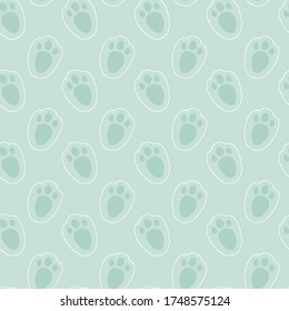 Footprints rabbit vector seamless pattern on white background Fun childish animal design element for decoration, wallpaper, print, paper, wrapping, web.