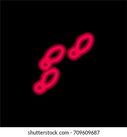 Footprints red glowing neon ui ux icon. Glowing sign logo vector