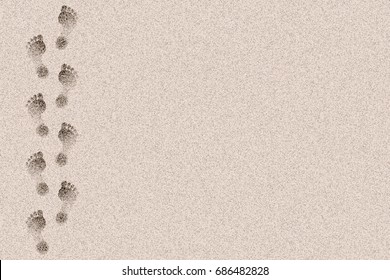 Footprints In The Sand Design Layout Background Vector With Copy Space.
