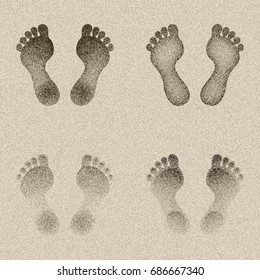 Footprints In The Sand, Vector Design Elements For Layouts, Templates, Backgrounds, Presentations, And Patterns.