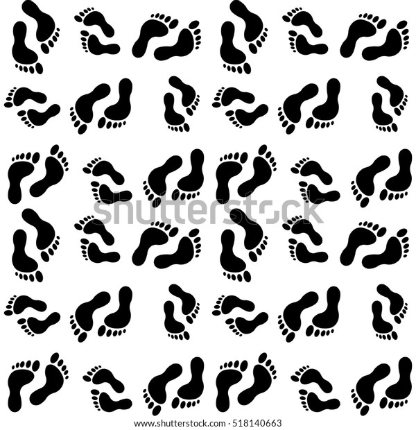 Footprints Seamless Background Black White Stock Vector (Royalty Free