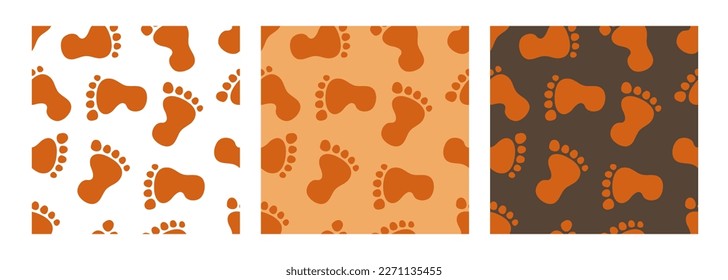 Footprints seamless pattern. Set of vector backgrounds.