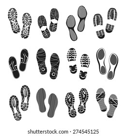 Footprints. Set of vector footprints collection isolated on white background