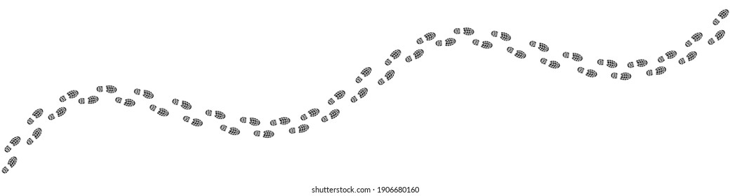 footprints shoe sole tracking path on white background, Shoes boot trail track vector illustrations