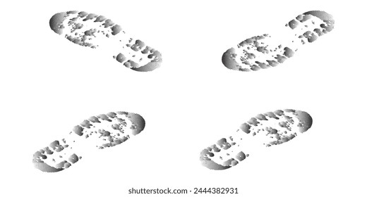Fußabdrücke Schuhsohlen-Tracking-Pfad auf durchsichtigem Hintergrund, Schuhpfad Titel Vektorillustrationen