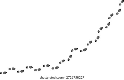 footprints shoe sole tracking path on transparent background, Shoes trail track vector illustrations