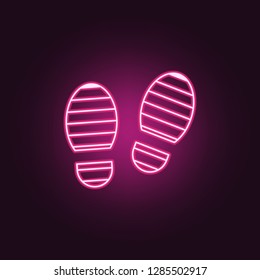 footprints of shoes icon. Elements of Crime Investigation in neon style icons. Simple icon for websites, web design, mobile app, info graphics