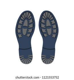 Footprints shoes on white background
