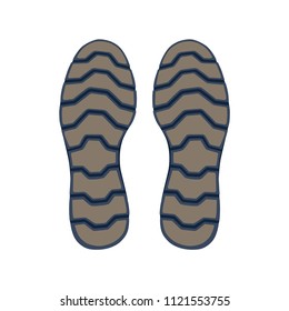 Footprints shoes on white background