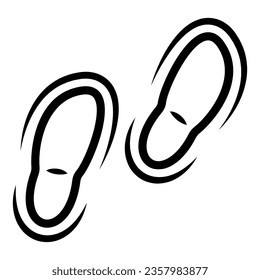 Footprints in snow line icon, World snow day concept, footprints on winter snow of a pair of boots sign on white background, snowy shoeprints icon in outline style. Vector graphics