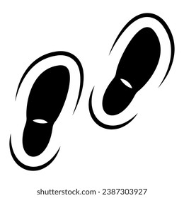 Footprints in snow solid icon, World snow day concept, footprints on winter snow of a pair of boots sign on white background, snowy shoeprints icon in glyph style. Vector graphics