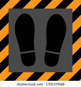 Footprints in standing pace for social distancing concept. 