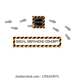 Huellas en pie de igualdad para el concepto de distanciamiento social. 