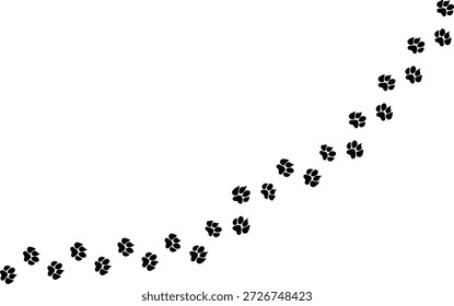 Huellas o pasos de un gato grande. Huellas de Vector de pantera o tigre, pista de pie de tigre en forma diagonal, lobo, guepardo, huella de león