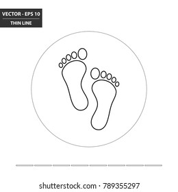 Footprints thin line / outline flat icon. Vector Illustration.
