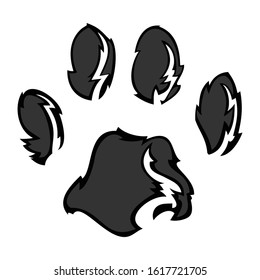 Footprints tiger animal wild cartoon vector black and white