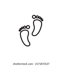 Footprints With Toes, Contour Of Foot, Sole, Black Color