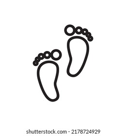 Footprints With Toes, Contour Of Foot, Sole, Black Color