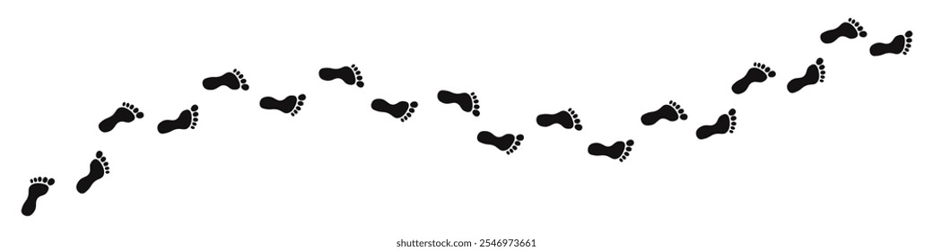 Footprints tracking path. Human tracks background. Vector illustration.