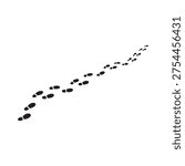 Footprints Trail in the Sand – Minimal Black Footstep Path