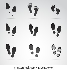 Footprints vector icon set. 