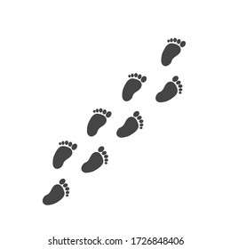 Footprints. Vector illustration of bare footprints. Footprint symbol.