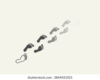 Footprints walking path trail vector icon isolated on white background