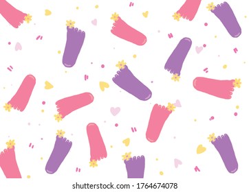 Foots colourful paint splashes with seamless pattern background.