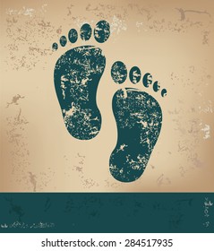 Foots design on old paper background,grunge concept,vector