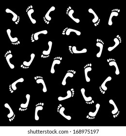 Foots on black background