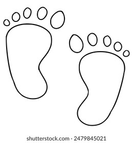 footstep or footprint illustration hand drawn outline vector