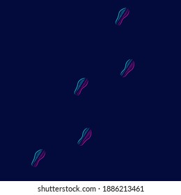 Footstep footprint Line. Pop Art logo. Colorful design with dark background. Abstract vector illustration. Isolated black background for t-shirt, poster, clothing, merch, apparel, badge design