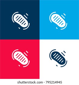 Footstep four color material and minimal icon logo set in red and blue