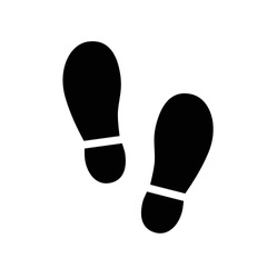 Footstep Icon, Step Walk Footprint Mark Vector, Shoes Human Flat Black Symbol, Silhouette Stencil For Cutting Or Print. 