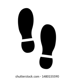 footstep icon, step walk footprint mark, shoeprint icon, flat, outline style  on white background
