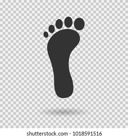 Footstep icon. Vector footprint. Flat style. Illustration with shadown on transparent background.