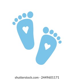 Footstep ilustration. Boy feet, newborn baby. Vector