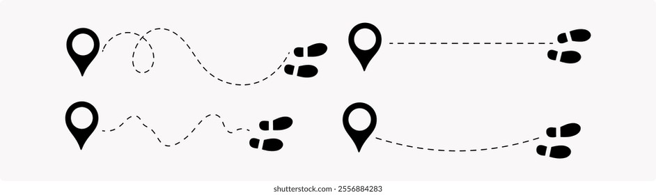 footstep prints and shoe steps . shoe tread footprints vector illustration