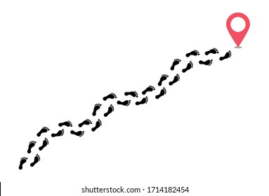 footstep trace following route to location vector illustration design