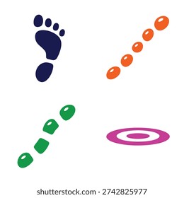 Footstep trail dots and prints, scavenger hunt poster, orientation hike map, outdoor education session, pace counting workshop, kids adventure