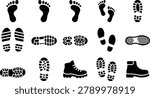 Footstep Trail Marks and Shoe Prints Set