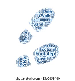 footstep word cloud. tag cloud about footstep.