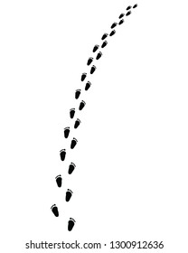 Footsteps of baby on a white background, turn left or right