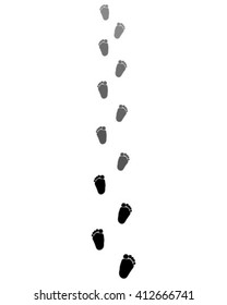 Footsteps of baby on a white background, vector illustration