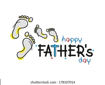 footsteps of father and child for happy father's day