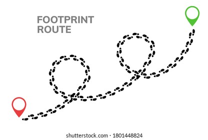 Footsteps footprint trekking route. Follow foot steps track human trail, Walker path print